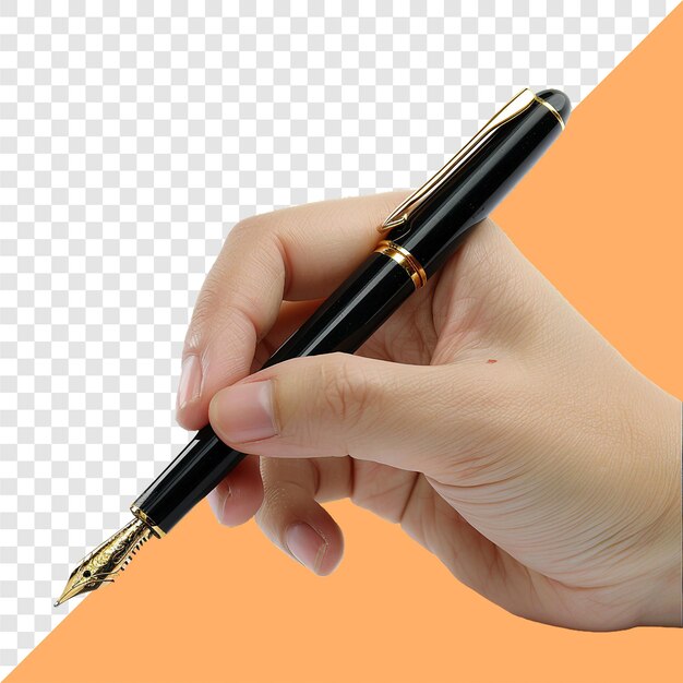 Écrivains à la main tenant un stylo, fond transparent, image isolée, IA générative