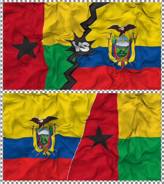 Ecuador contro Guinea Bissau Mezz'Unione di bandiere tessuto Bump Texture Rendering 3D