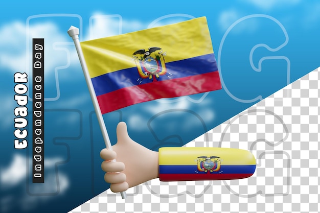 Ecuador ondeando la bandera en la mano o la bandera de ecuador en la mano