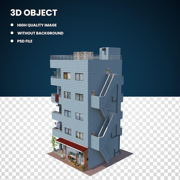 Edifício 3d azul do japão