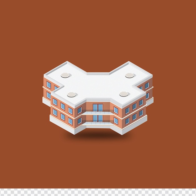 PSD edifício 3d com fundo transparente do telhado png clipart