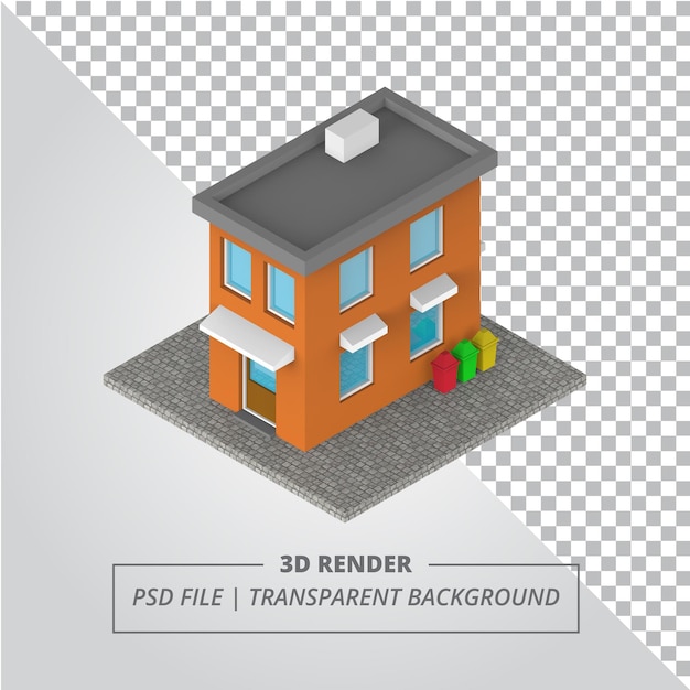 PSD edificio de apartamentos isométrico fondo transparente