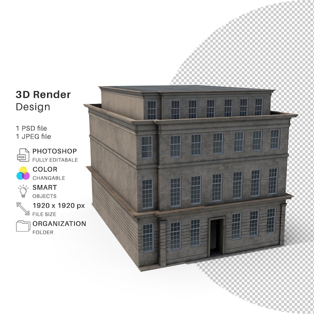 Edificio de apartamentos Modelación 3D Archivo PSD Edificio realista