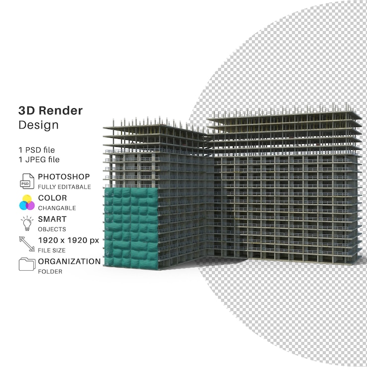 PSD edificio de apartamentos modelación 3d archivo psd edificio realista