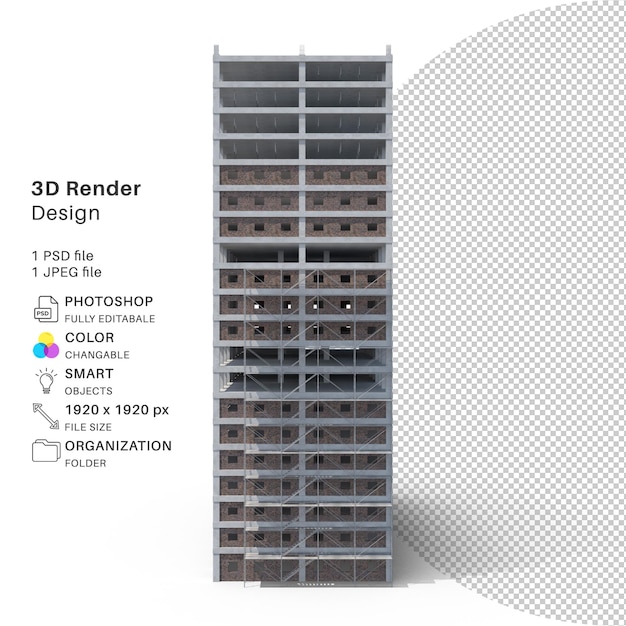 Edificio de apartamentos Modelación 3D Archivo PSD Edificio realista