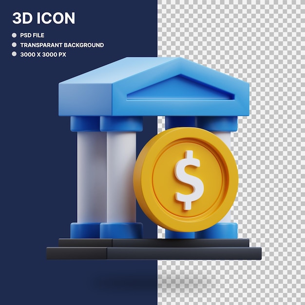 PSD edificio del banco ilustración gráfica en 3d