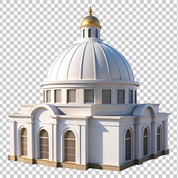 Edifício branco com uma cúpula no topo em fundo transparente