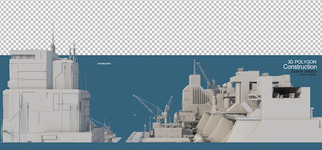 edificio de construcción de polígono 3d