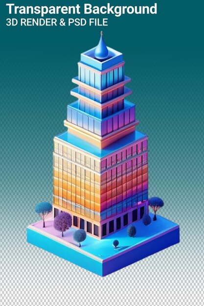 PSD edifício de ilustração psd 3d isolado em fundo transparente