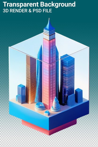 PSD edifício de ilustração psd 3d isolado em fundo transparente