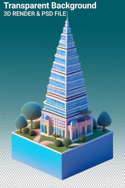 PSD edifício de ilustração psd 3d isolado em fundo transparente