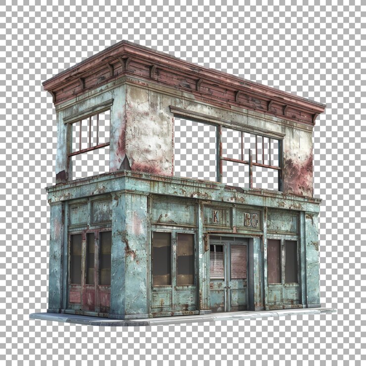 PSD edifício de loja vintage em fundo transparente ai gerado