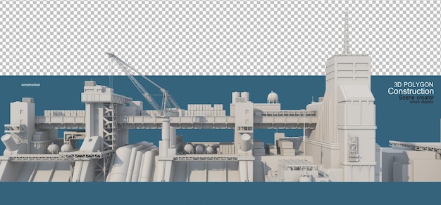 edificio della costruzione del poligono 3d