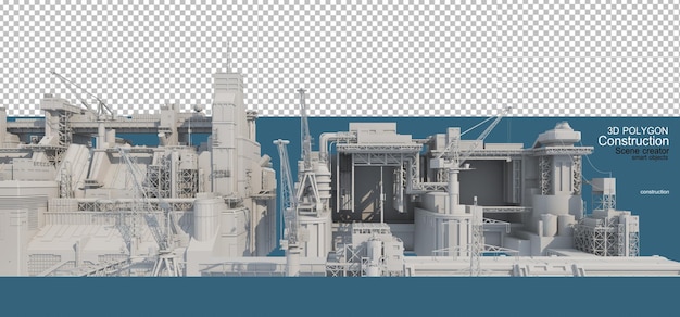 edificio della costruzione del poligono 3d