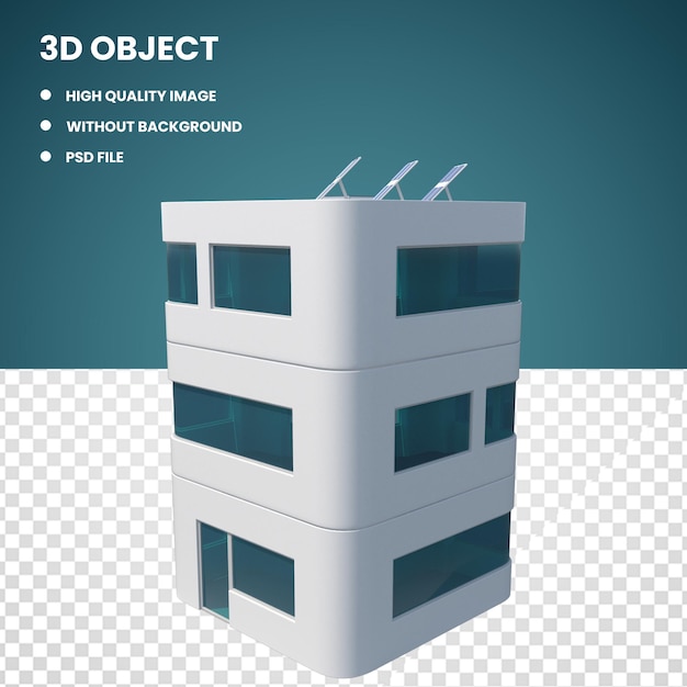 PSD edificio de departamentos verde botella 3d