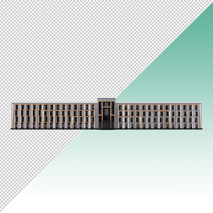 PSD edificio de la escuela secundaria aislado
