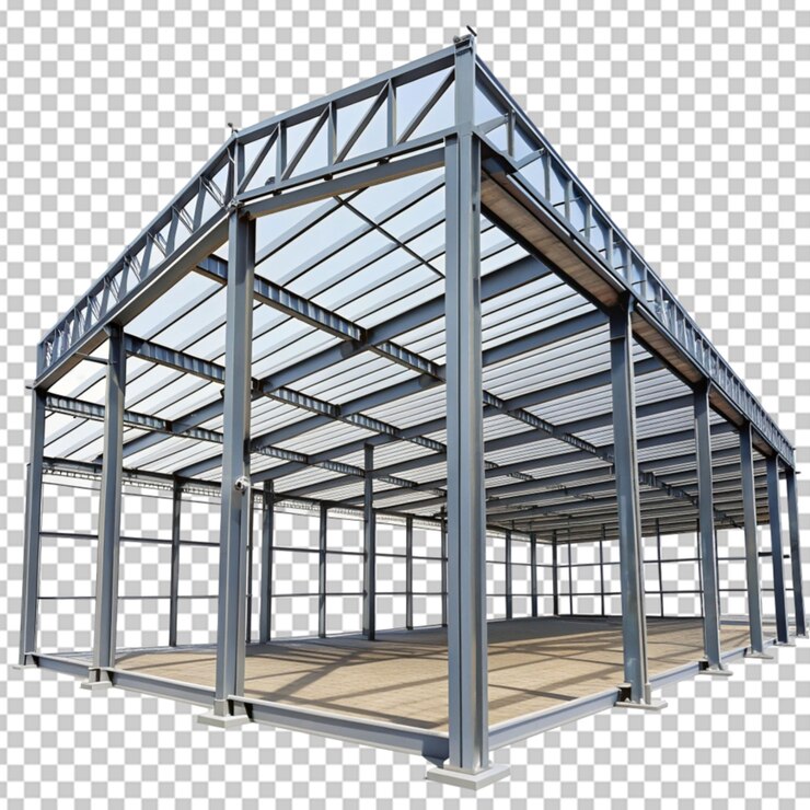 PSD edificio de estructura metálica fondo transparente