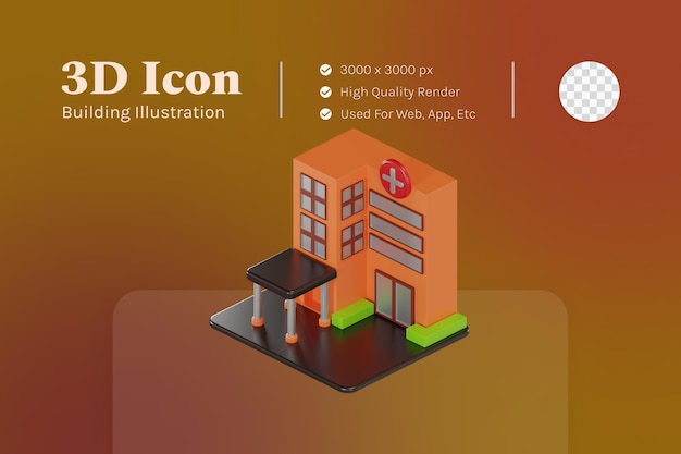 Edificio de icono de objeto de ilustración 3d