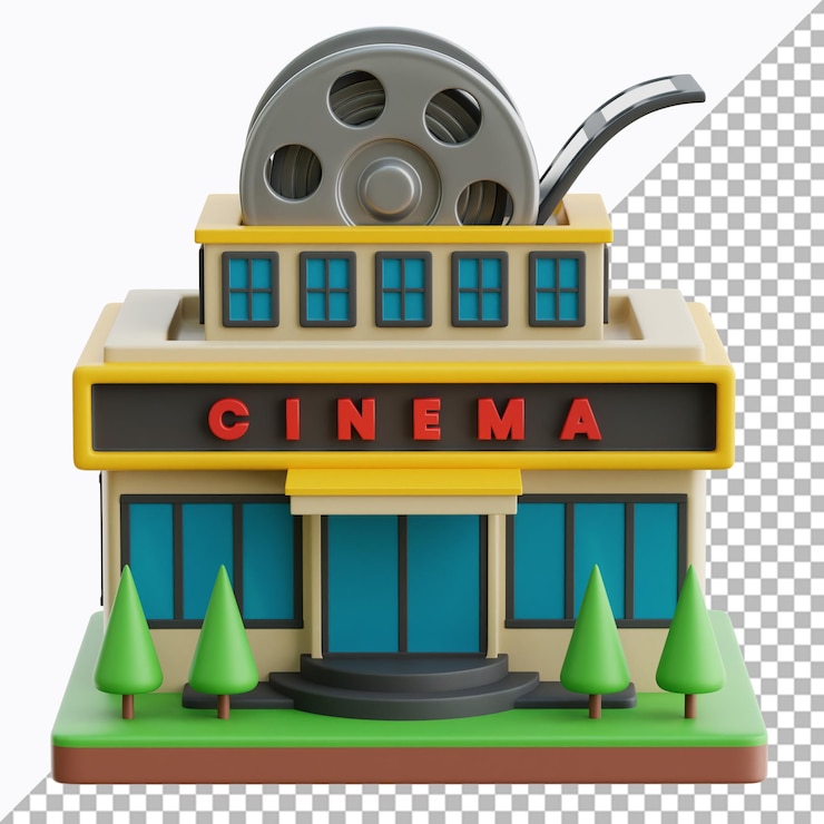 PSD edificio ilustración de cine en 3d