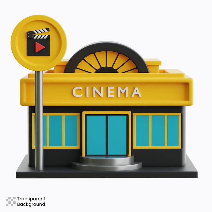 PSD edificio ilustración de cine en 3d