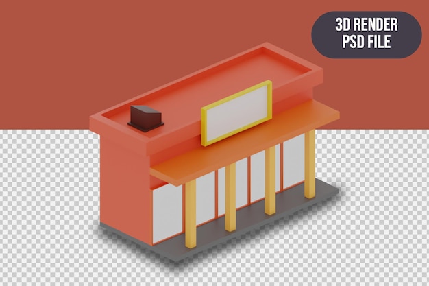 Edificio de mercado de renderizado 3D