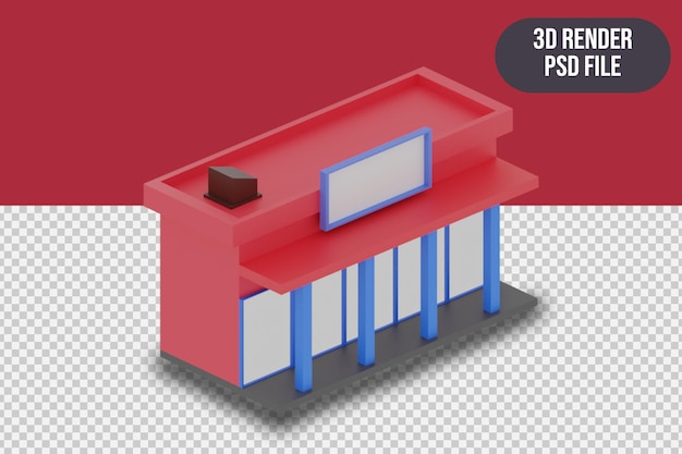 Edificio de mercado de renderizado 3D