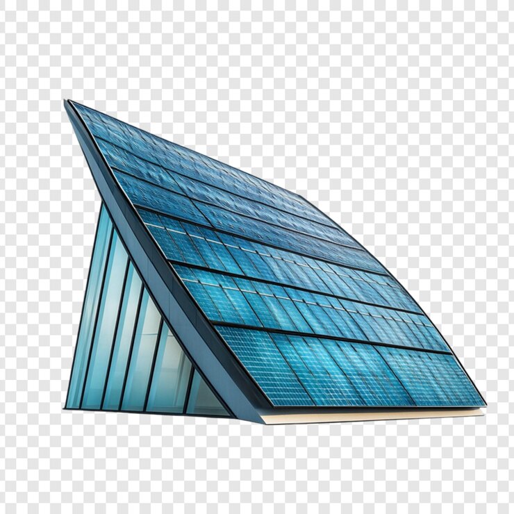 PSD edifício moderno com painéis solares, energia sustentável, design ecológico