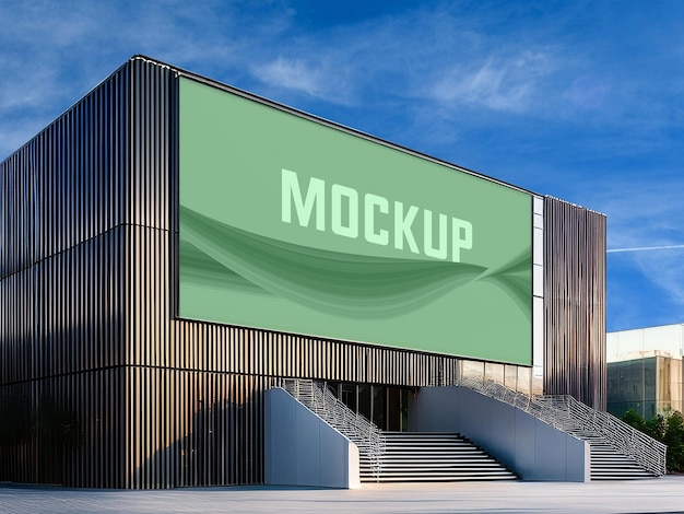 Edificio moderno con una gran exhibición al aire libre