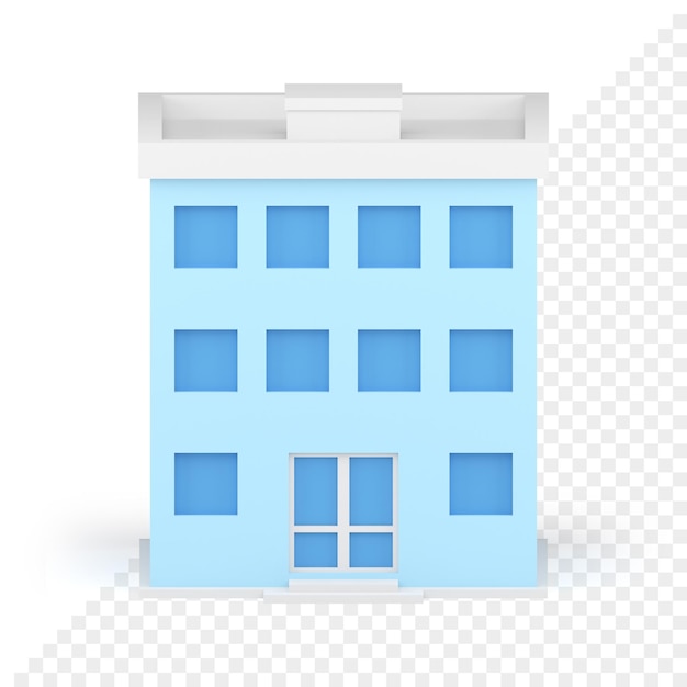 Edificio moderno immobiliare appartamento finestra porta cancello d'ingresso facciata icona 3d
