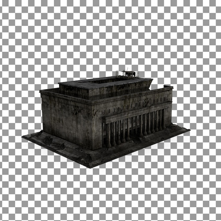 PSD edificio psd 3d en fondo aislado y transparente