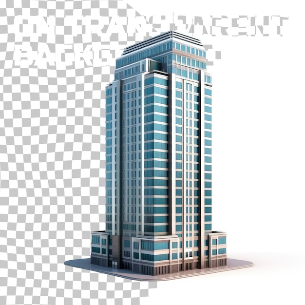PSD edifício realista de arranha-céu isolado em fundo transparente ilustração 3d
