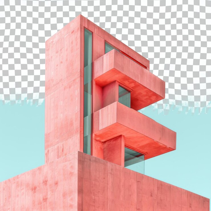 PSD un edificio rojo con una letra e en él