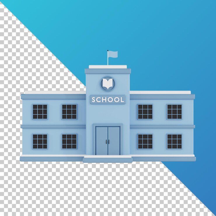 PSD edificio scolastico rendering 3d di alta qualità sfondo trasparente pacchetto 3d per l'istruzione