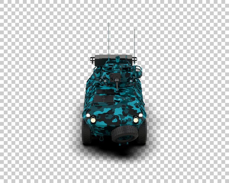 PSD edificio de tanques blindados aislado en el fondo ilustración de renderización 3d