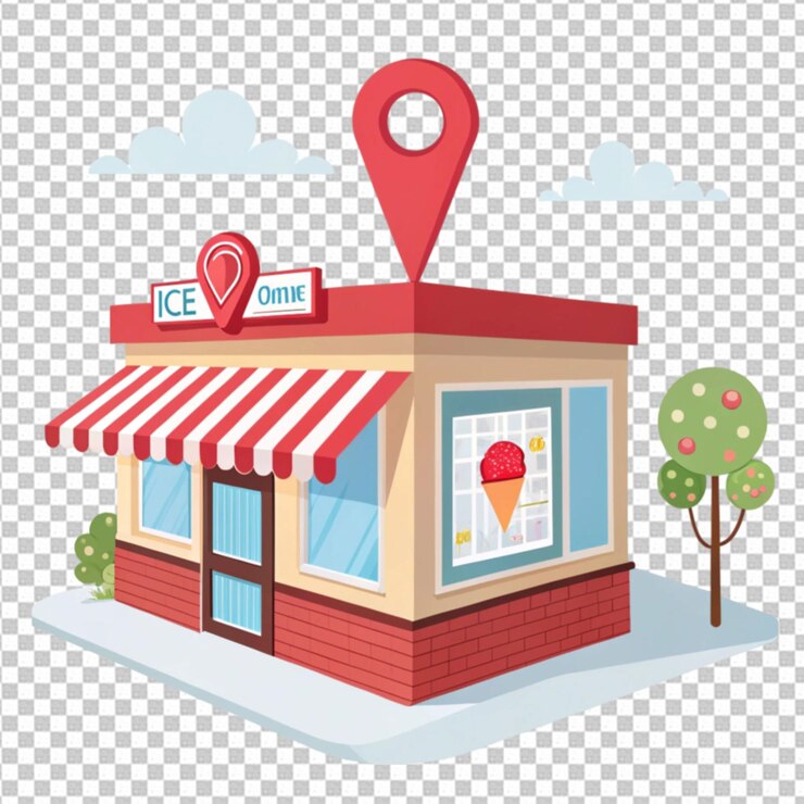 PSD edificio de la tienda roja