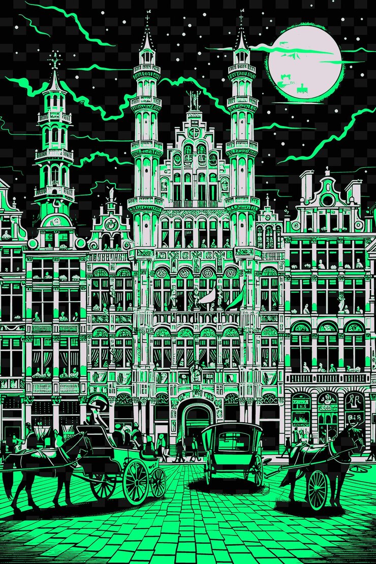 PSD un edificio verde con un fondo verde con una luz verde