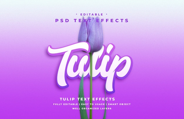 Editable arteffekt des textes der tulpe 3d