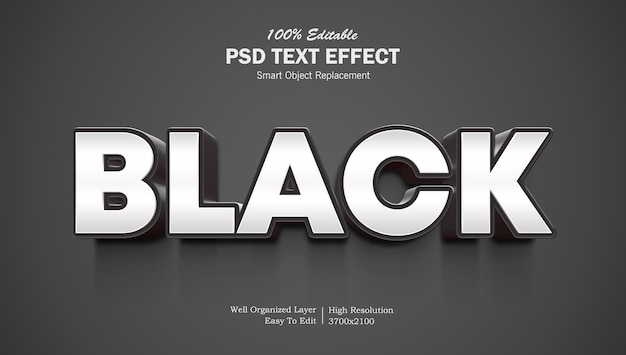 Editable Black Color 3D Text Effect
