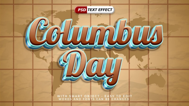 editable columbus day text effect with 3d style