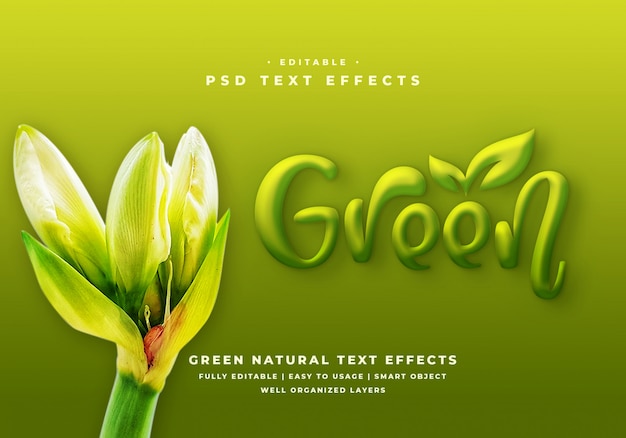 Editable efecto de estilo de texto verde 3d
