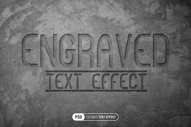 PSD ⁇ editable engraved on concrete text effect ⁇