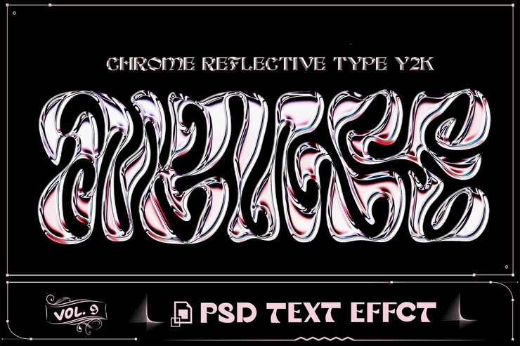 PSD éditable glossy luxury chrome effet de texte psd photoshop
