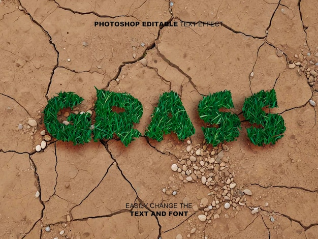 Editable Grass Text Effect PSD Natural Green Style