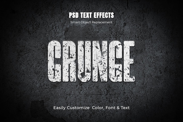 PSD editable grungy text effect