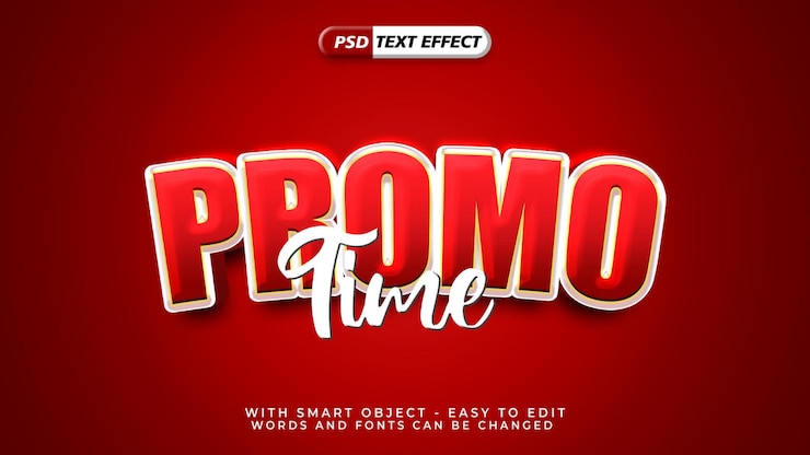 PSD editable promo time text effect with 3d style