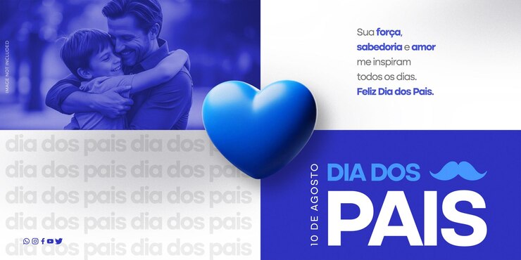 PSD editable psd happy fathers day card celebration august 10 feliz dia dos pais in brazil