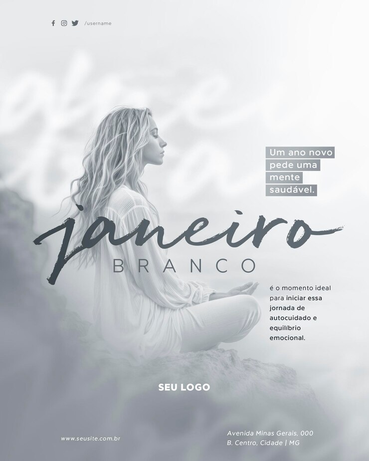 PSD editable psd white january a new year calls for a healthy mind