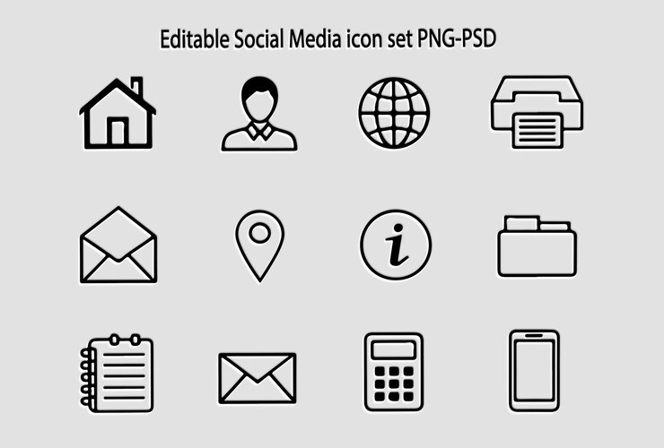 PSD editable social media icon set