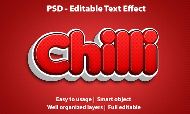 PSD editable text effect chilli premium