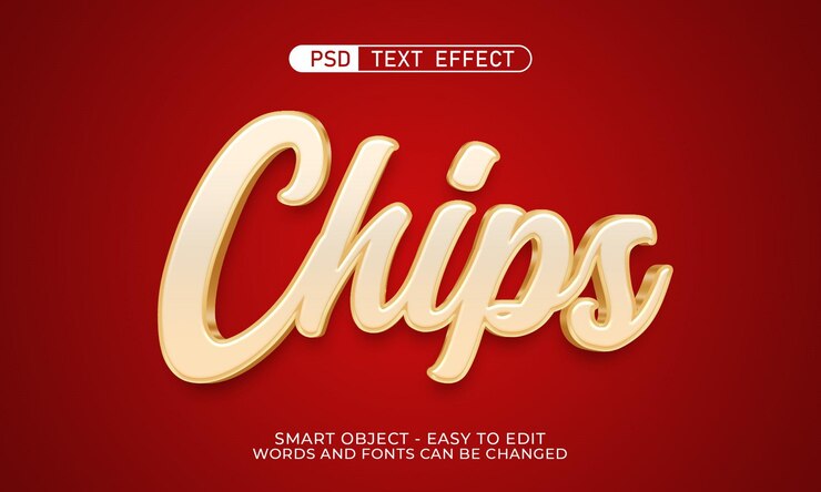PSD editable text effect chips 3d style